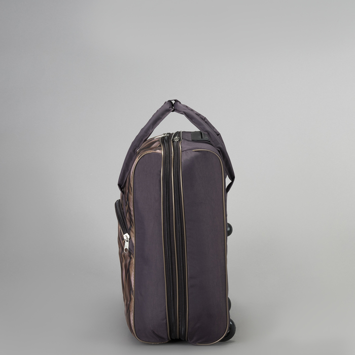 Чемодан малый с сумкой, отдел на молнии, наружный карман, цвет коричневый/бордовый