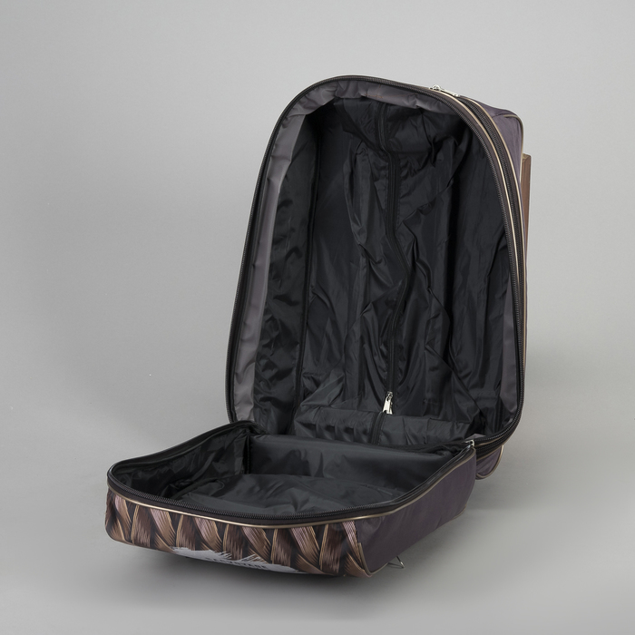 Чемодан малый с сумкой, отдел на молнии, наружный карман, цвет коричневый/бордовый