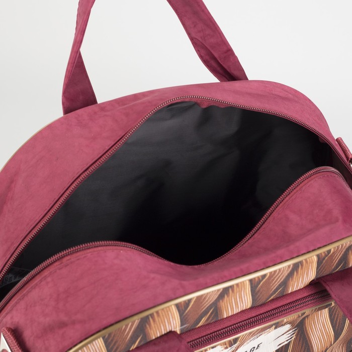 Чемодан малый с сумкой, отдел на молнии, наружный карман, цвет коричневый/бордовый