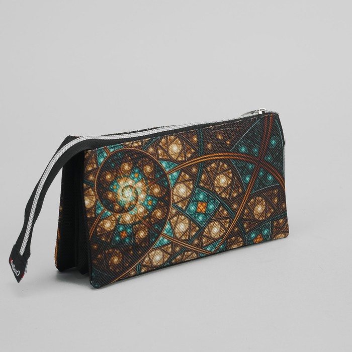 Косметичка простая «Узоры», 3 отдела на молнии