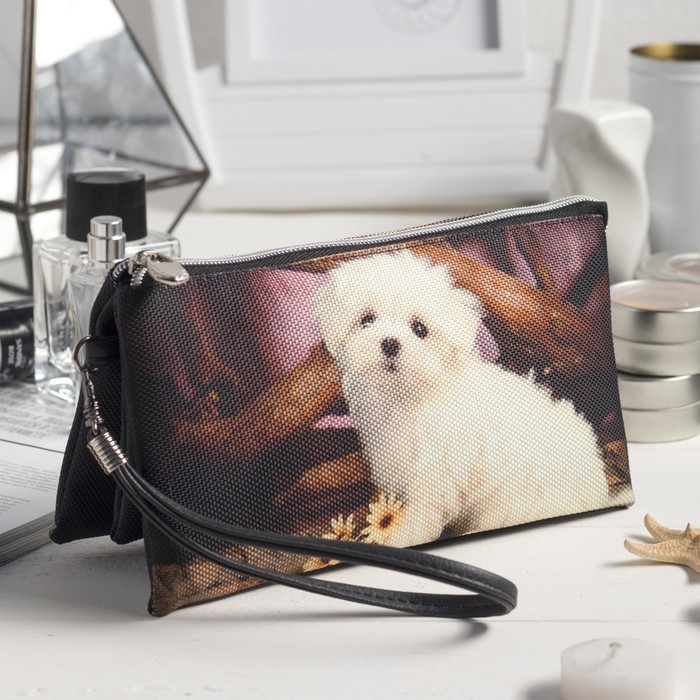 Косметичка простая «Щенок», 3 отдела на молнии