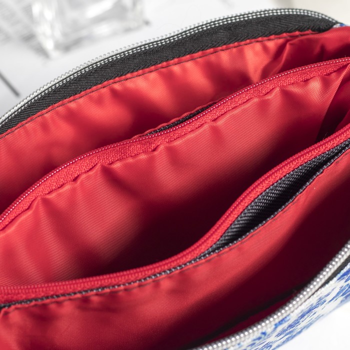 Косметичка простая «Хохлома», 3 отдела на молнии