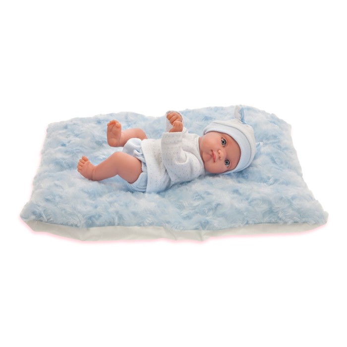 Кукла "Пепито" мальчик, на голубом одеялке, 21 см