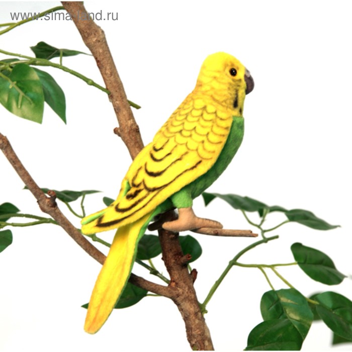 Мягкая игрушка Волнистый попугайчик зеленый, 15 см