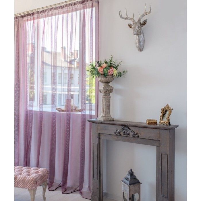 Тюль Hohmann, размер 500х270 см, цвет розовый, шторная лента