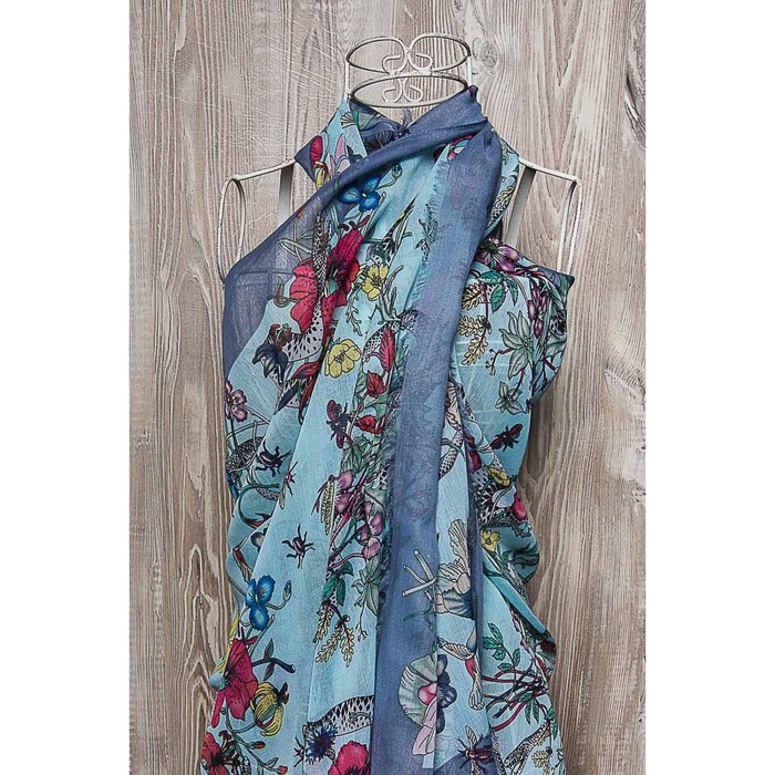 Палантин женский, размер 180х90 см, цвет голубой KXV6608