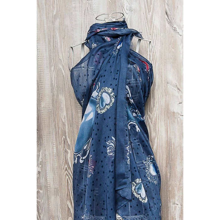 Палантин женский, размер 180х90 см, цвет тёмно-синий KXV6616