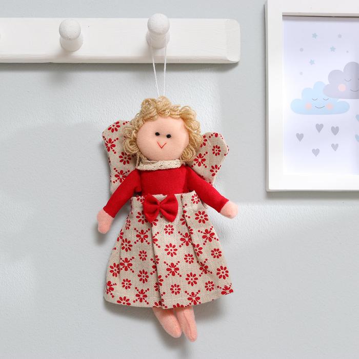 Мягкая игрушка-подвеска кукла "Ангел" блондинка, бантик на платье, цвета МИКС
