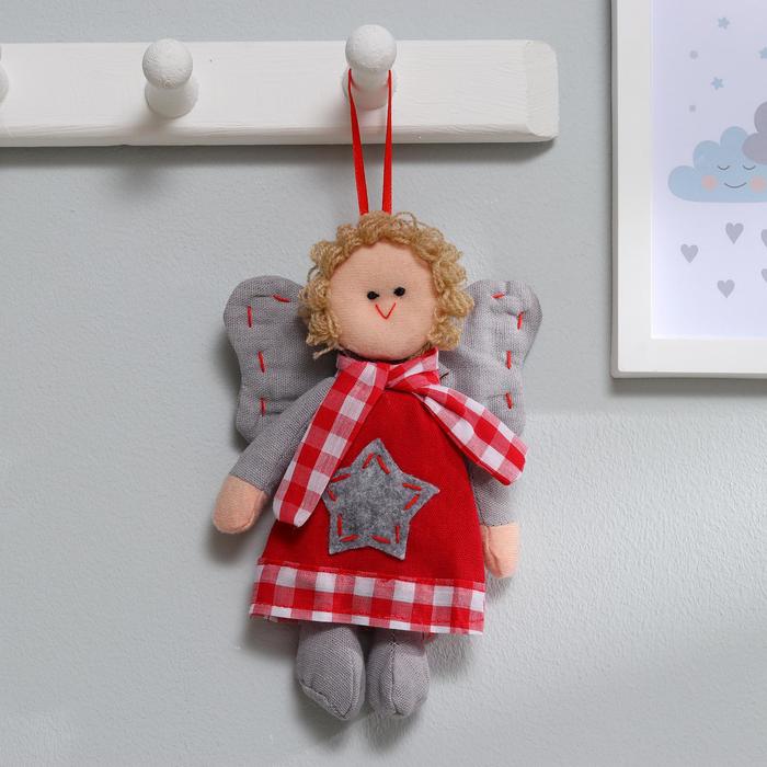 Мягкая игрушка-подвеска кукла "Ангел" в шарфике, звезда на платье, цвета МИКС
