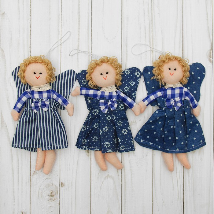 Мягкая игрушка-подвеска "Ангелочек", кукла с крыльями, бантик на платье, цвета МИКС