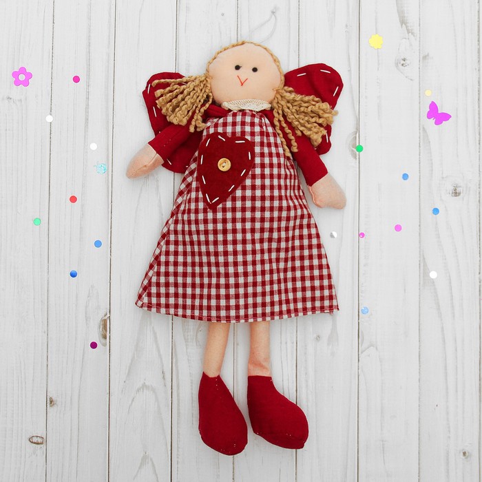 Мягкая игрушка-подвеска "Ангелочек", кукла, блондинка с хвостиками, цвета МИКС