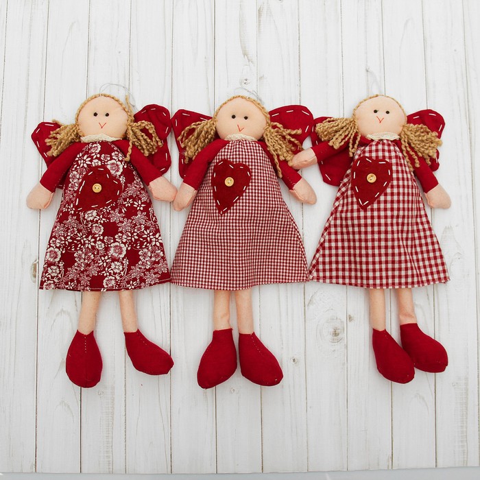 Мягкая игрушка-подвеска "Ангелочек", кукла, блондинка с хвостиками, цвета МИКС