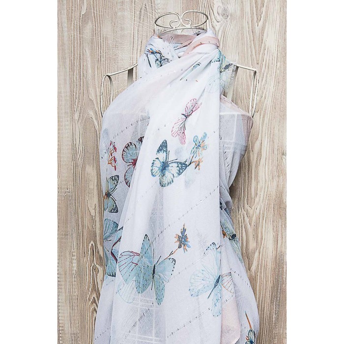 Палантин женский, размер 180х90 см, цвет голубой K05V5542