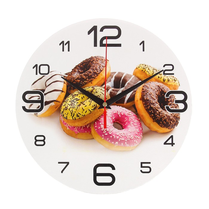 Часы настенные круглые "Пончики", 24 см