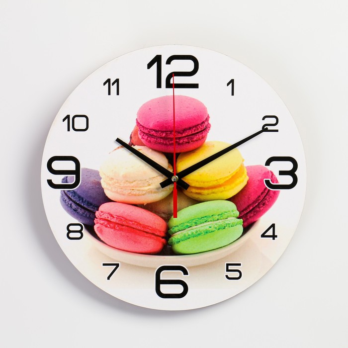 Часы настенные кухонные Макаруны, плавный ход, d=24 см часы настенные кухонные пончики 24 см
