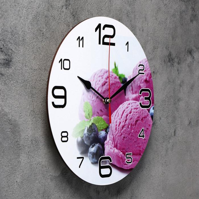 Часы настенные круглые "Черничное мороженое", 24 см микс