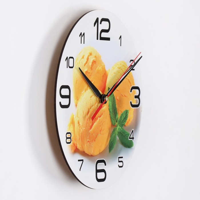 фото Часы настенные кухонные "мороженое с мятой", плавный ход, d=24 см соломон