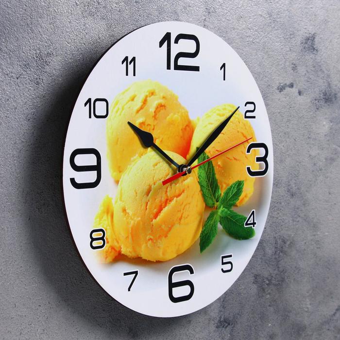 Часы настенные, серия: Кухня, "Мороженое с мятой", 24 см, стрелки микс