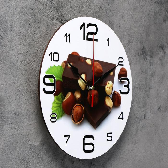Часы настенные круглые "Шоколад с лесным орехом", 24 см микс