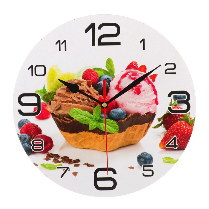 Часы настенные круглые "Мороженое и ягоды", 24 см