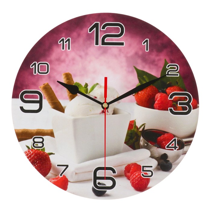 Часы настенные круглые "Мороженое и клубника", 24 см