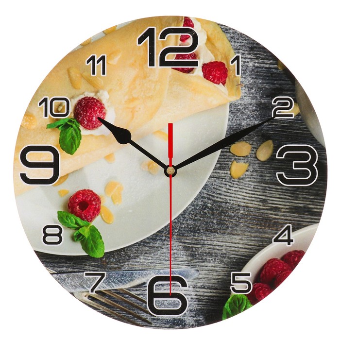 Часы настенные круглые "Пирожное с малиной", 24 см