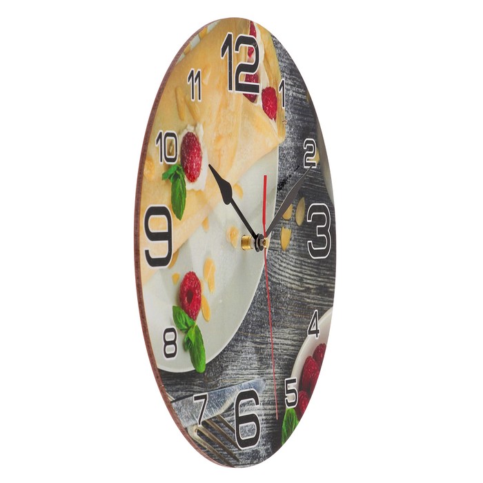 Часы настенные круглые "Пирожное с малиной", 24 см