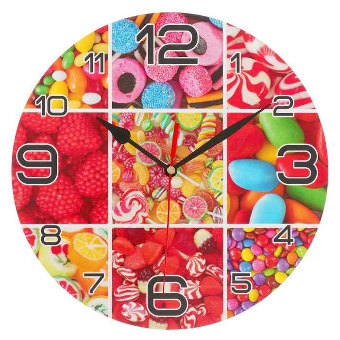 Часы настенные круглые "Конфетное ассорти", 24 см