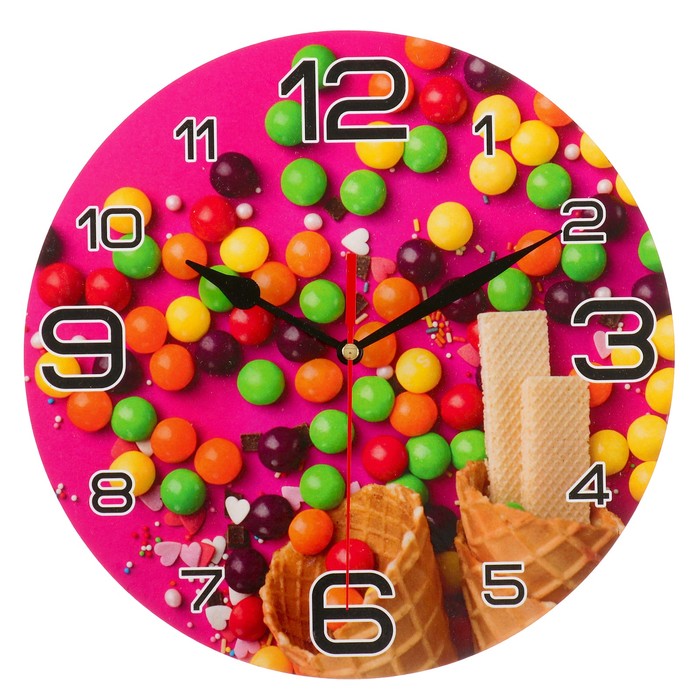 Часы настенные круглые "Розовые сладости", 24 см