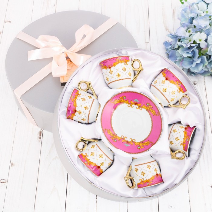 Сервиз "Розовый" кружка 80 мл, блюдце 6 шт.