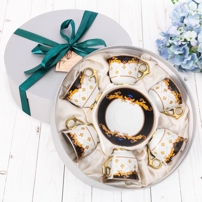 Сервиз "Черный" кружка 80 мл, блюдце 6 шт.