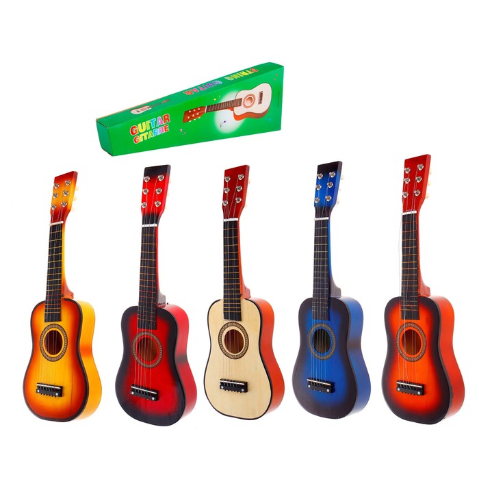 Музыкальная игрушка Гитара 58 см, 6 струн, медиатор, цвета МИКС