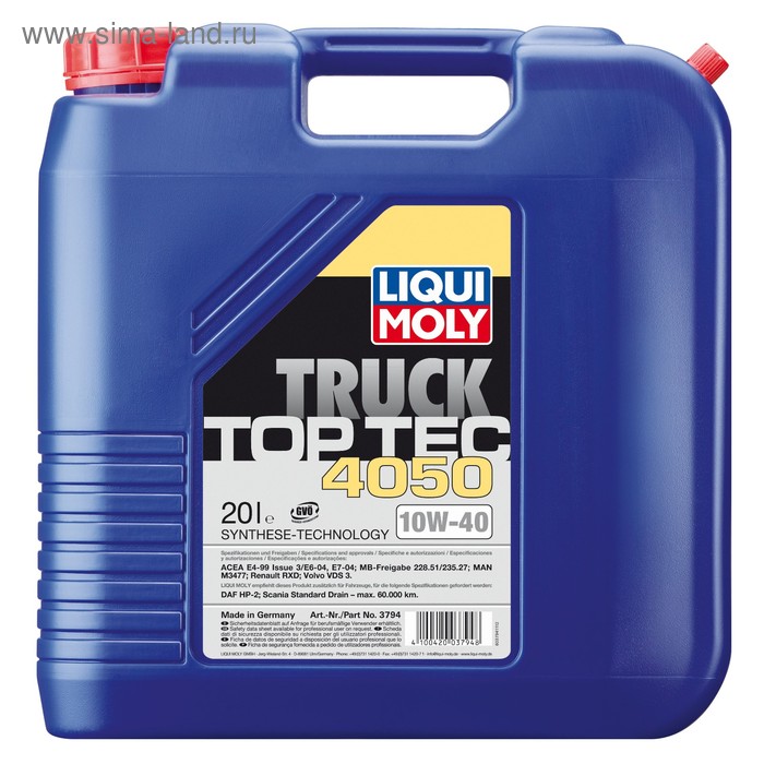 фото Масло моторное liquimoly top tec truck 4050 10w-40, 20 л