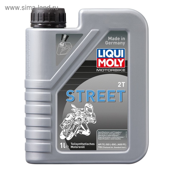 фото Моторное масло для 2-тактных мотоциклов liquimoly motorbike 2t street tc fc l-egc полусинтетическое, 1 л (3981)