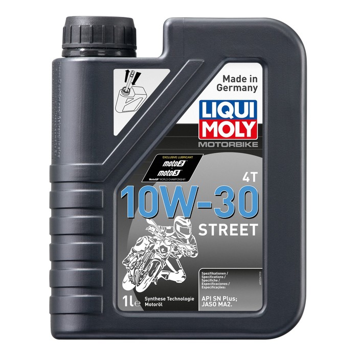 масло моторное liquimoly marine 4t motor oil 10w 30 нс синтетическое 5 л Моторное масло для 4-тактных мотоциклов LiquiMoly Motorbike 4T Street 10W-30 SL MA2 НС-синтетическое, 1 л (2526)
