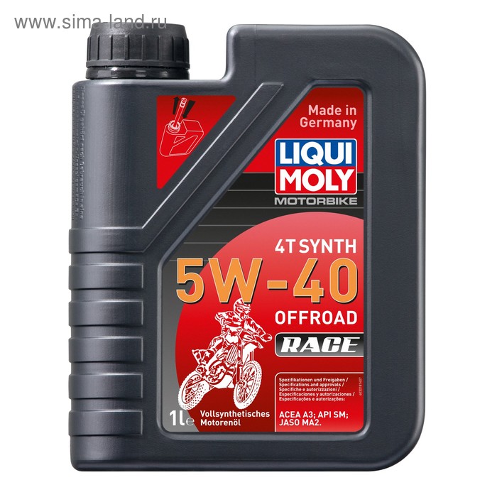 Моторное масло для 4-тактных мотоциклов LiquiMoly Motorbike 4T Synth Offroad Race 5W-40 синтетическое, 1 л (3018)