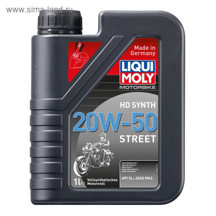 фото Моторное масло для 4-тактных мотоциклов liquimoly motorbike hd synth street 20w-50 sl синтетическое, 1 л (3816)