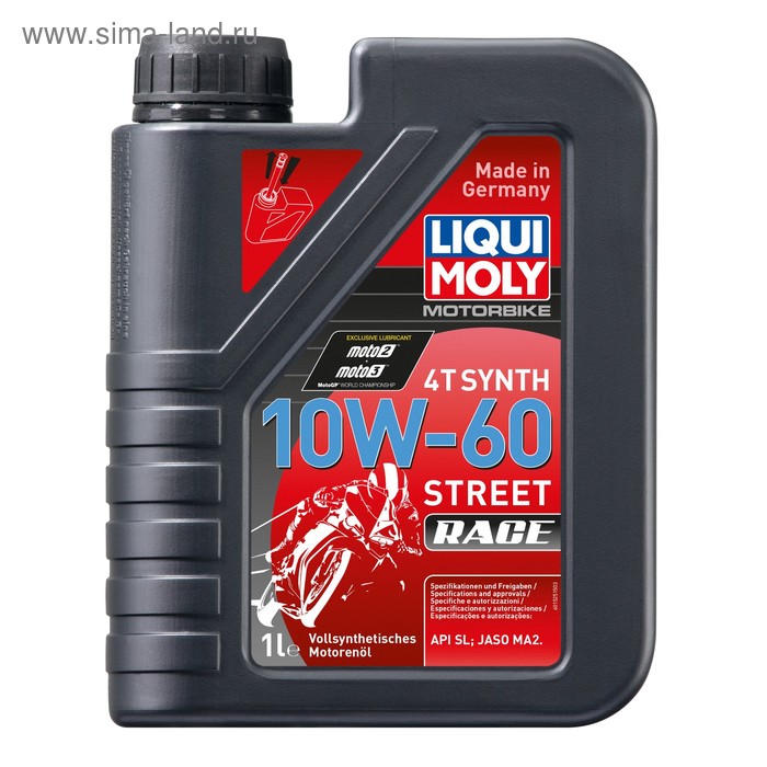 фото Моторное масло для 4-тактных мотоциклов liquimoly motorbike 4t synth street race 10w-60 sl синтетическое, 1 л (1525)