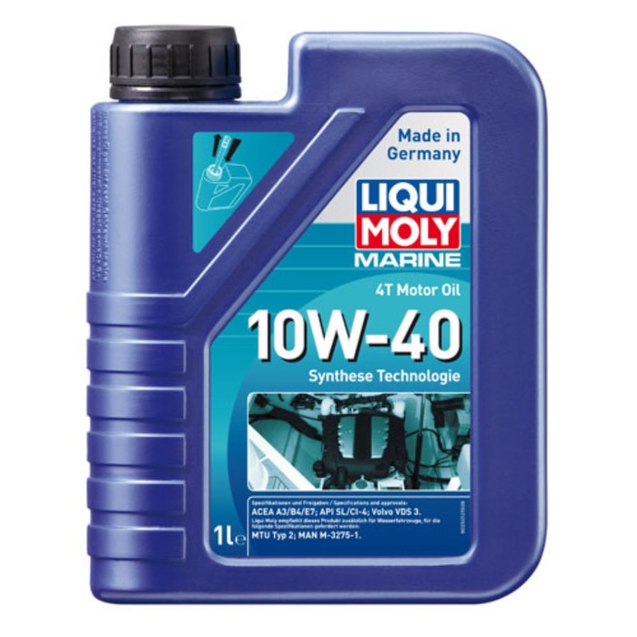 масло моторное liquimoly marine 4t motor oil 10w 30 нс синтетическое 5 л Моторное масло для для лодок LiquiMoly Marine 4T Motor Oil 10W-40 НС-синтетическое, 1 л (25012)