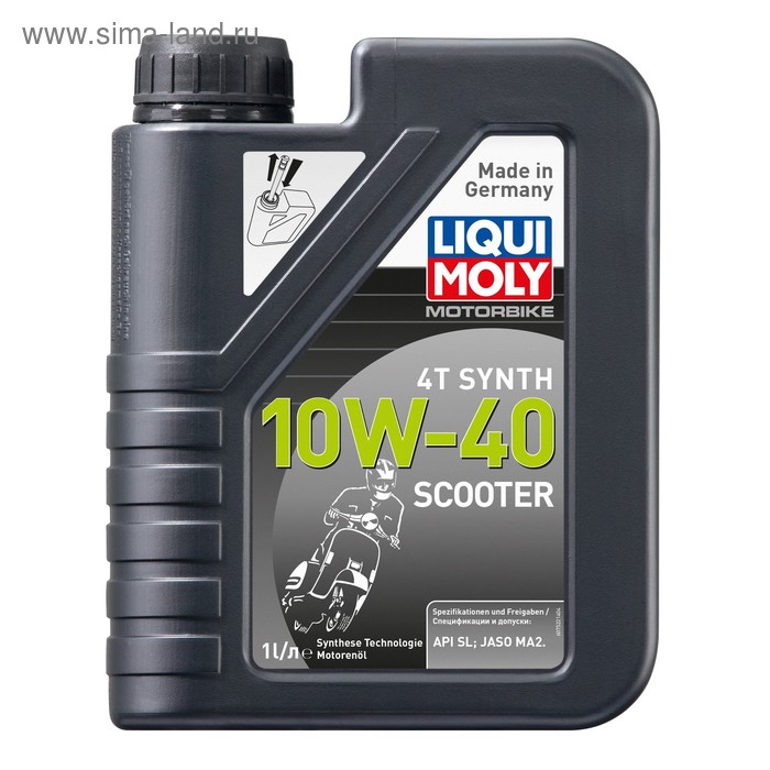 фото Моторное масло для скутеров liquimoly motorbike 4t synth scooter 10w-40 sl ma2 нс-синтетическое, 1 л (7522)