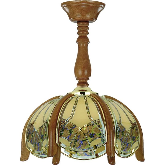 Люстра потолочная JASKOLKA 1x60Вт E27 бук, золото 32x32x40см