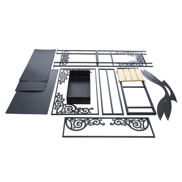 Мангал с крышей разборный "Лун", сталь 4мм