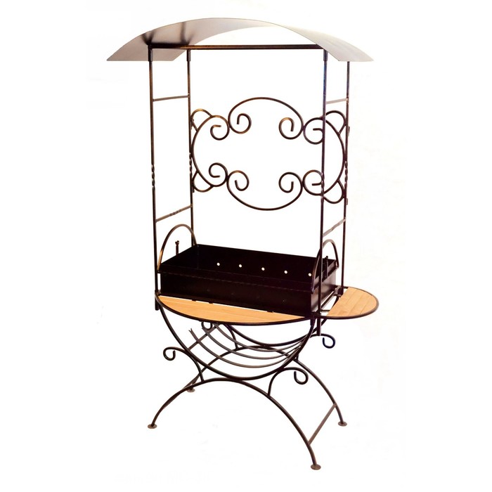 Мангал с крышей "Самум", садовый с дровницей, сталь 2 мм