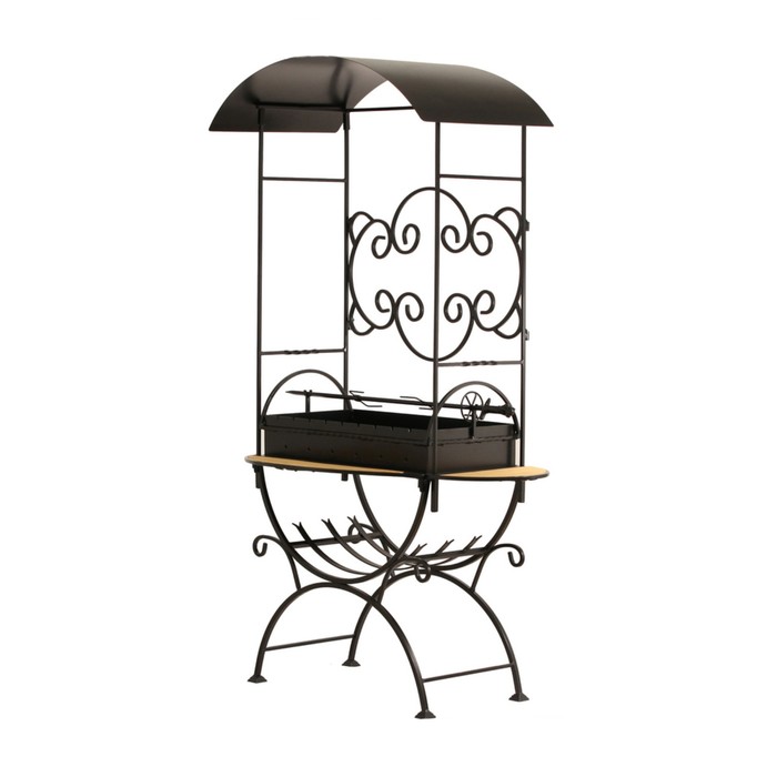 Мангал с крышей "Самум" садовый с дровницей, сталь 4 мм