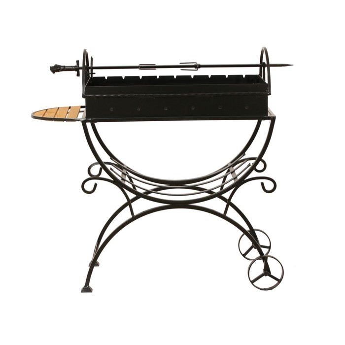 Мангал садовый на колёсах, с дровницей, сталь 2 мм