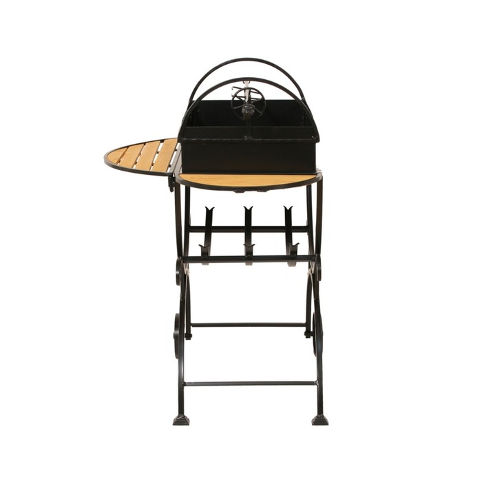 Мангал садовый на колёсах, с дровницей, сталь 2 мм