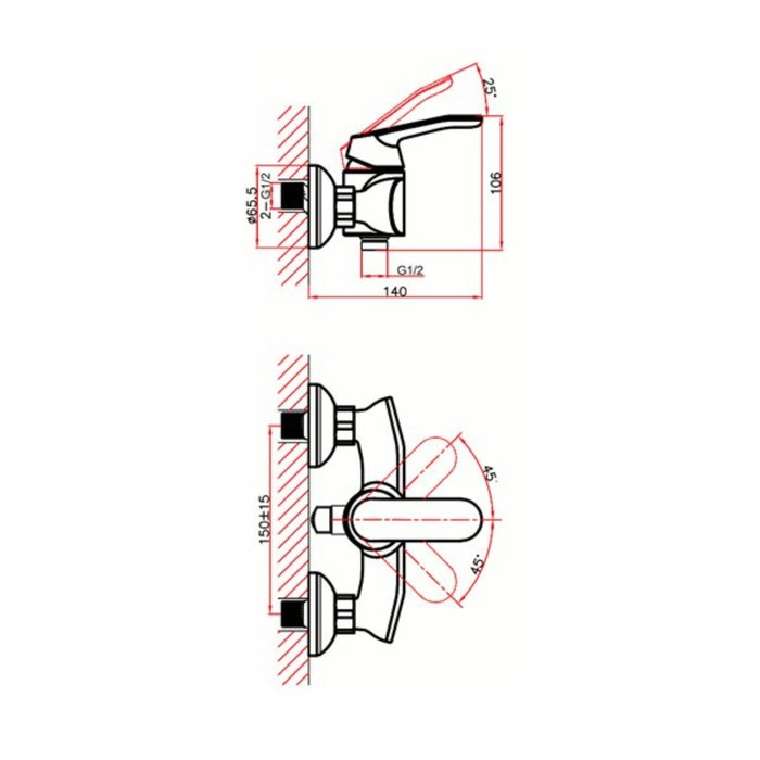 Смеситель для душа Vri Rialto HG900631, однорычажный