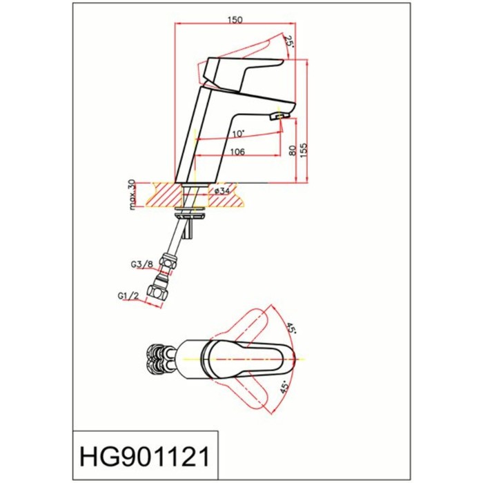 , однорычажныйСмеситель для раковины Vri Burano HG901121