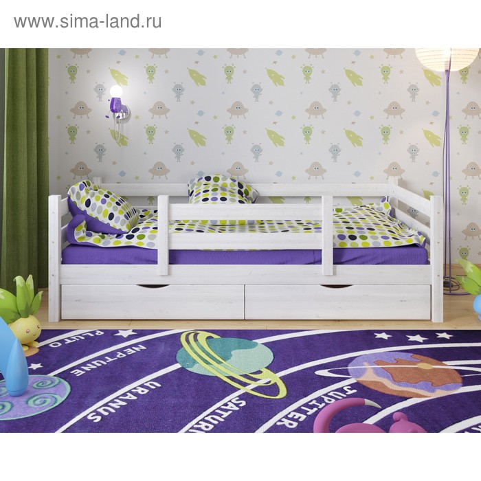 цена Детская кровать Сонечка с ящиками, с защитой Белый 800х1900 Без текстиля