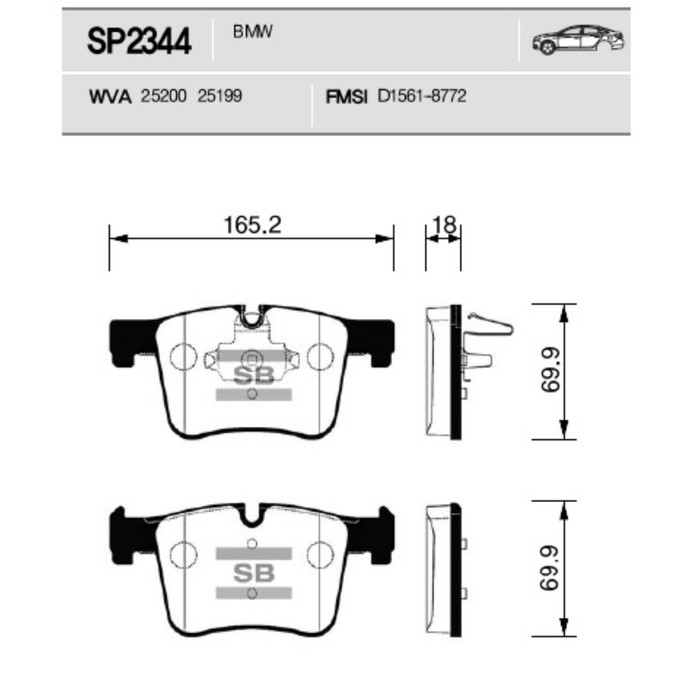 Колодки тормозные дисковые SANGSIN SP2344